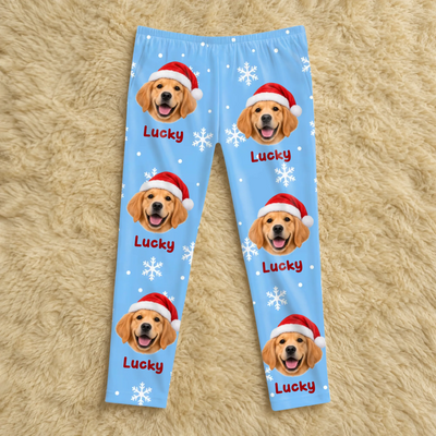 Giant Custom Pet Face Snowflake Christmas - Personalized Pajama Pants, Gift for Pet Lovers