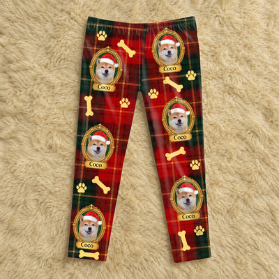 Custom pet framed portrait plaid pajama pants – personalization preview