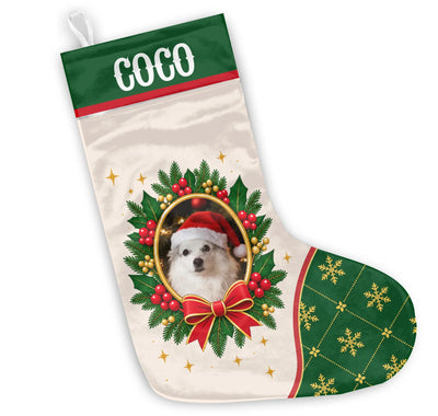 Personalized Christmas stocking custom name photo – personalization preview