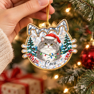 Your Favorite Furry Family Member -  Personalized Acrylic Ornament, Faux Crystal Pet Portrait