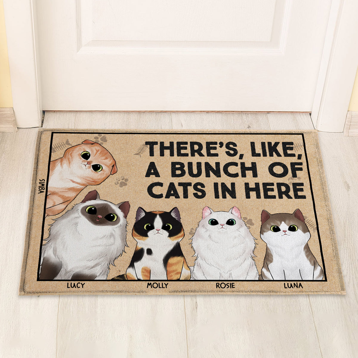 There's Like A Bunch Of Cats In Here- Personalized Doormat, Gift For Cat Lovers , Cat Mom Home Decor