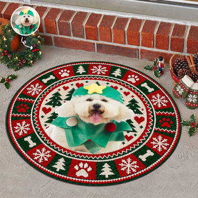 Custom Dog Photo Ugly Christmas - Personalized Doormat, Pet Christmas Rug
