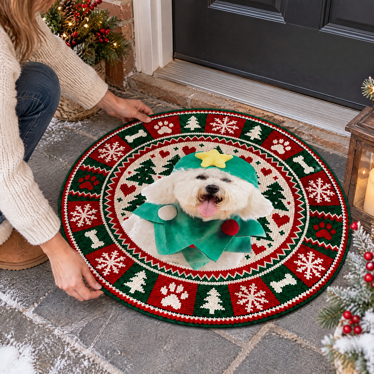 Custom Dog Photo Ugly Christmas - Personalized Doormat, Pet Christmas Rug
