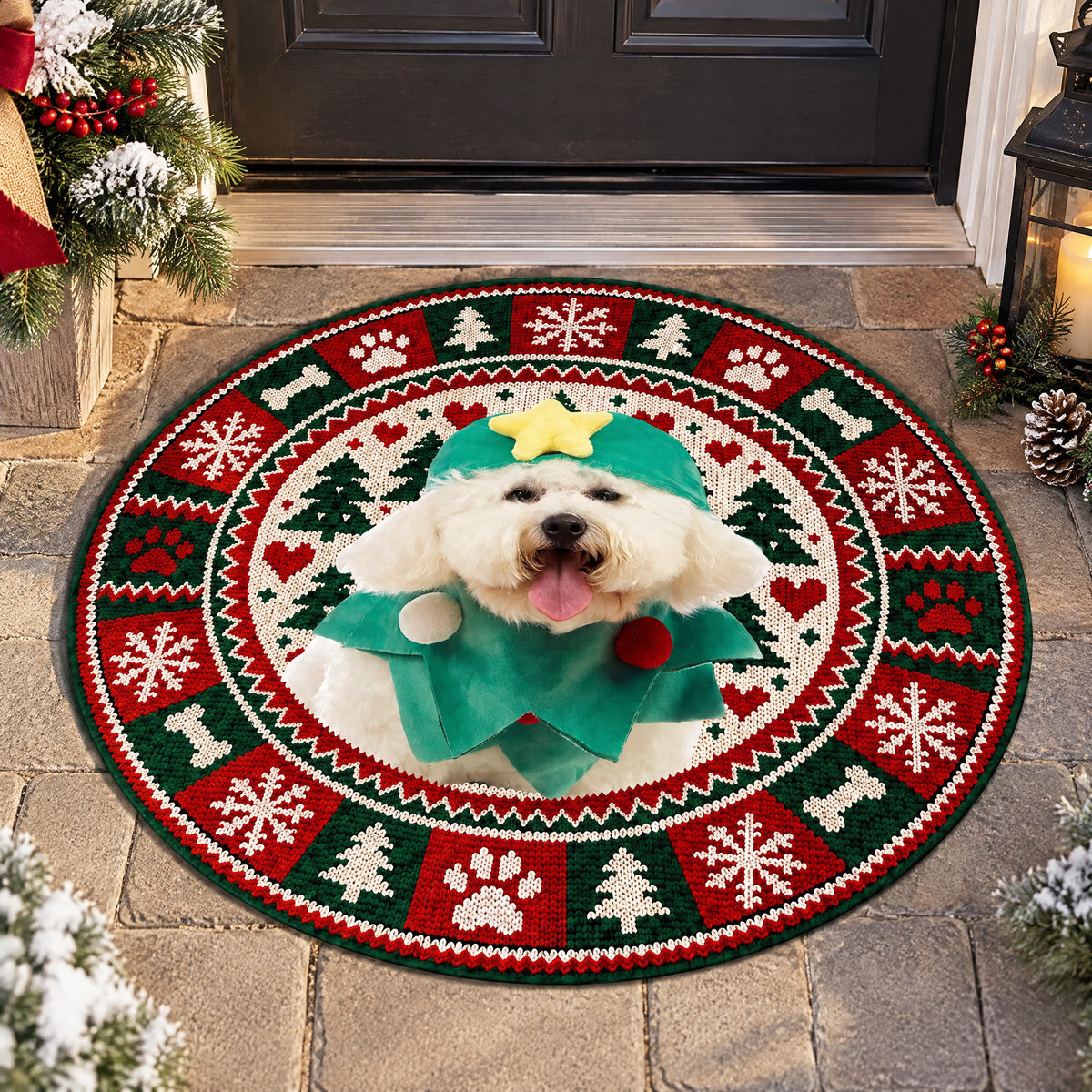 Custom Dog Photo Ugly Christmas - Personalized Doormat, Pet Christmas Rug