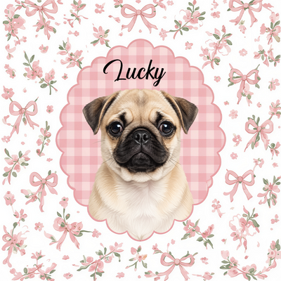 Retro Checkered Pet Portrait - Personalized Jewelry Dish, Custom Dog Cat Portrait Gift,  Vintage Retro Frame Jewelry Dish, Cute Pet Gift