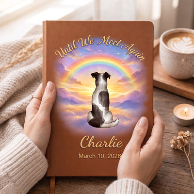 Until We Meet Again - Personalized Leather Journal, Gift For Loss Of Pet, Memorail Pet Gift