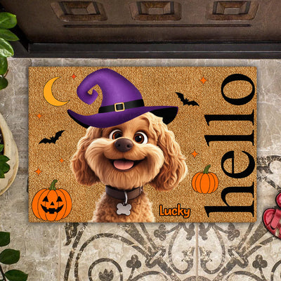 Welcome To Haunted House - Personalized Doormat, Custom Pet Halloween Doormat, Witch Ghost Pumpkin Decor