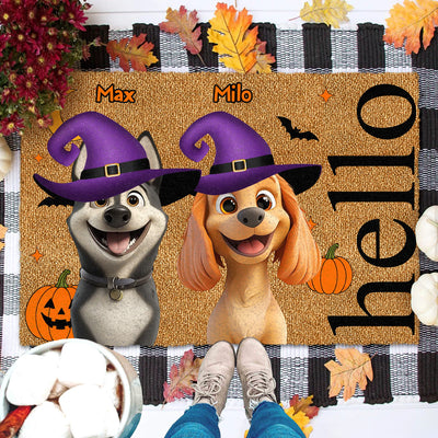 Welcome To Haunted House - Personalized Doormat, Custom Pet Halloween Doormat, Witch Ghost Pumpkin Decor