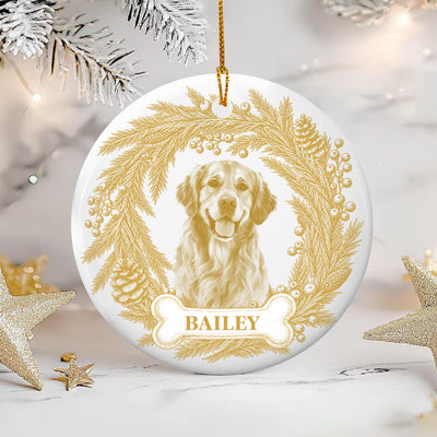 Custom Photo Pet Christmas Memorial- Personalized Ceramic Ornament, Dog Cat Christmas Photo, Pet Portrait Custom Name Gift
