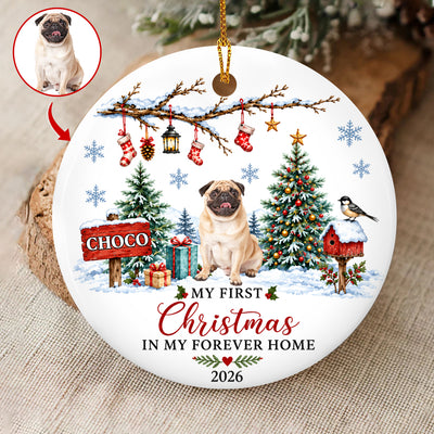 My First Christmas In My Forever Home - Personalized Ceramic Ornament , Dog First Christmas Ornament, New Puppy Owner Gift, Custom Christmas Dog Lover Gift