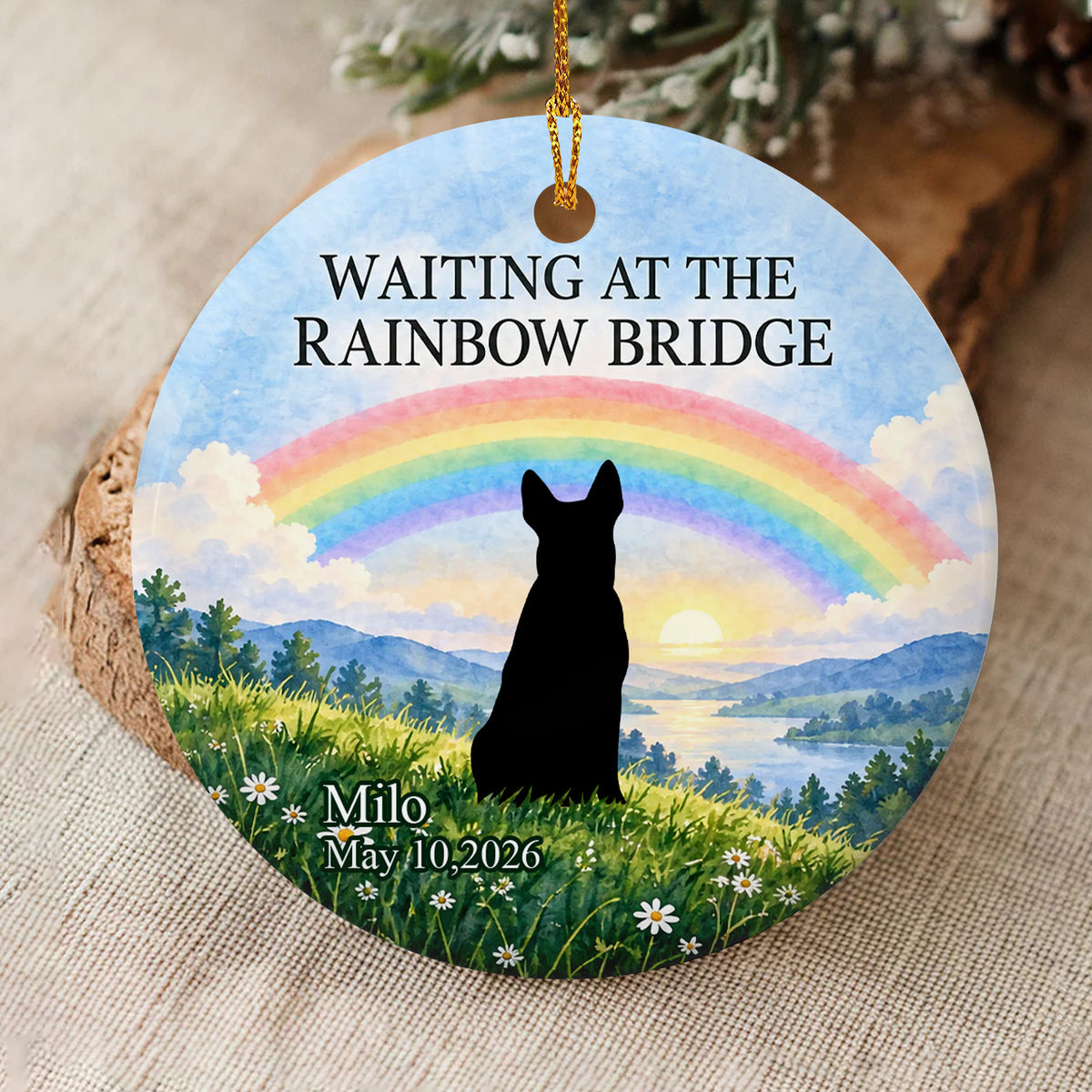 Over the Rainbow Bridge - Personalized Ceramic Ornament, Pet Memorial Gift