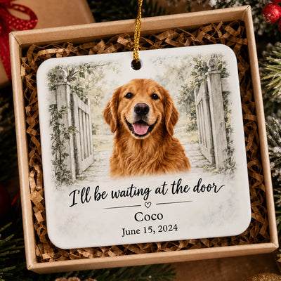 Waiting at the Door Pet Memorial Custom Photo Acrylic Ornament