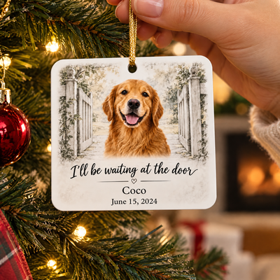 Waiting at the Door Pet Memorial Custom Photo Acrylic Ornament