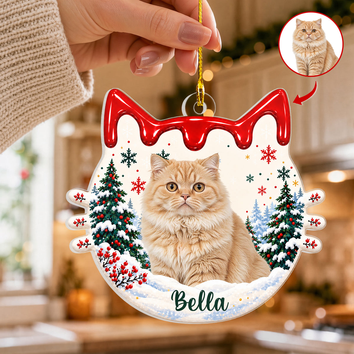 Personalized Pet Photo Christmas Snow Globe Ornament – Custom Dog Name Keepsake