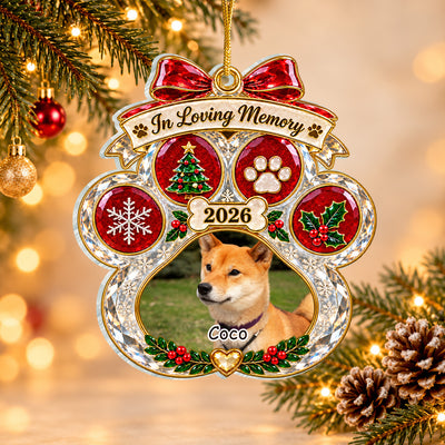 In Loving Memory Christmas - Personalized Acrylic Ornament, Sympathy Gift, Pet Memorial Christ