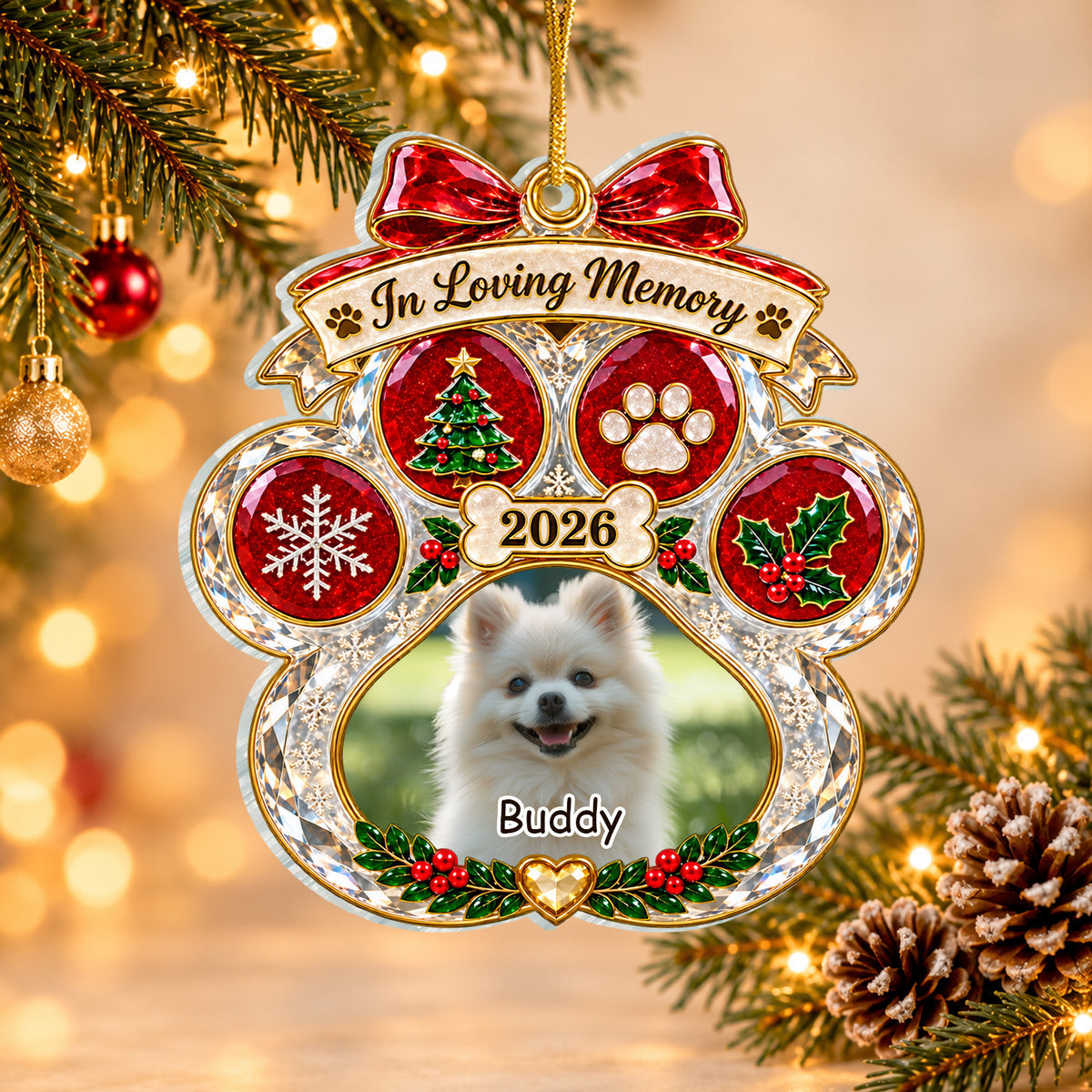 In Loving Memory Christmas - Personalized Acrylic Ornament, Sympathy Gift, Pet Memorial Christ
