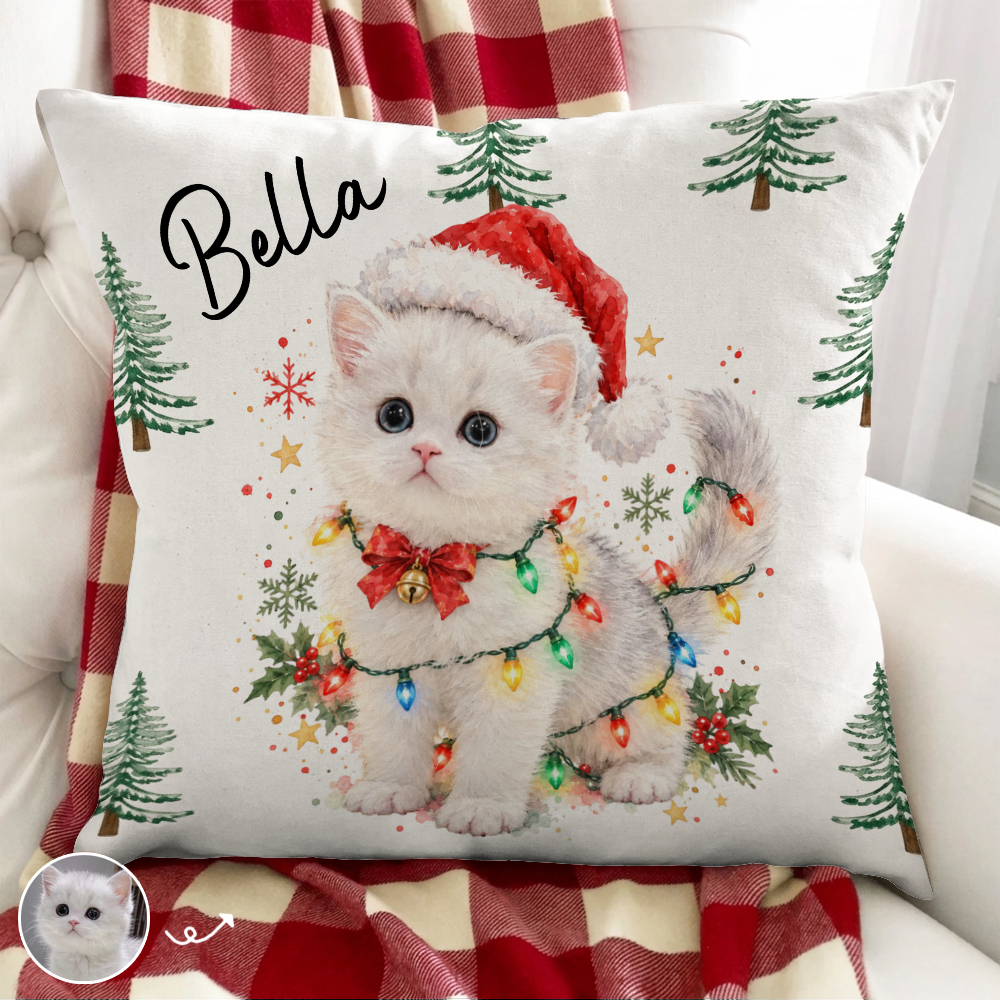 Festive Furry Friend - Personalized Pillow, Custom Pet Christmas Gift, Gift for Dog Lovers