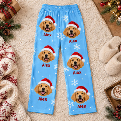 Giant Custom Pet Face Snowflake Christmas - Personalized Pajama Pants, Gift for Pet Lovers