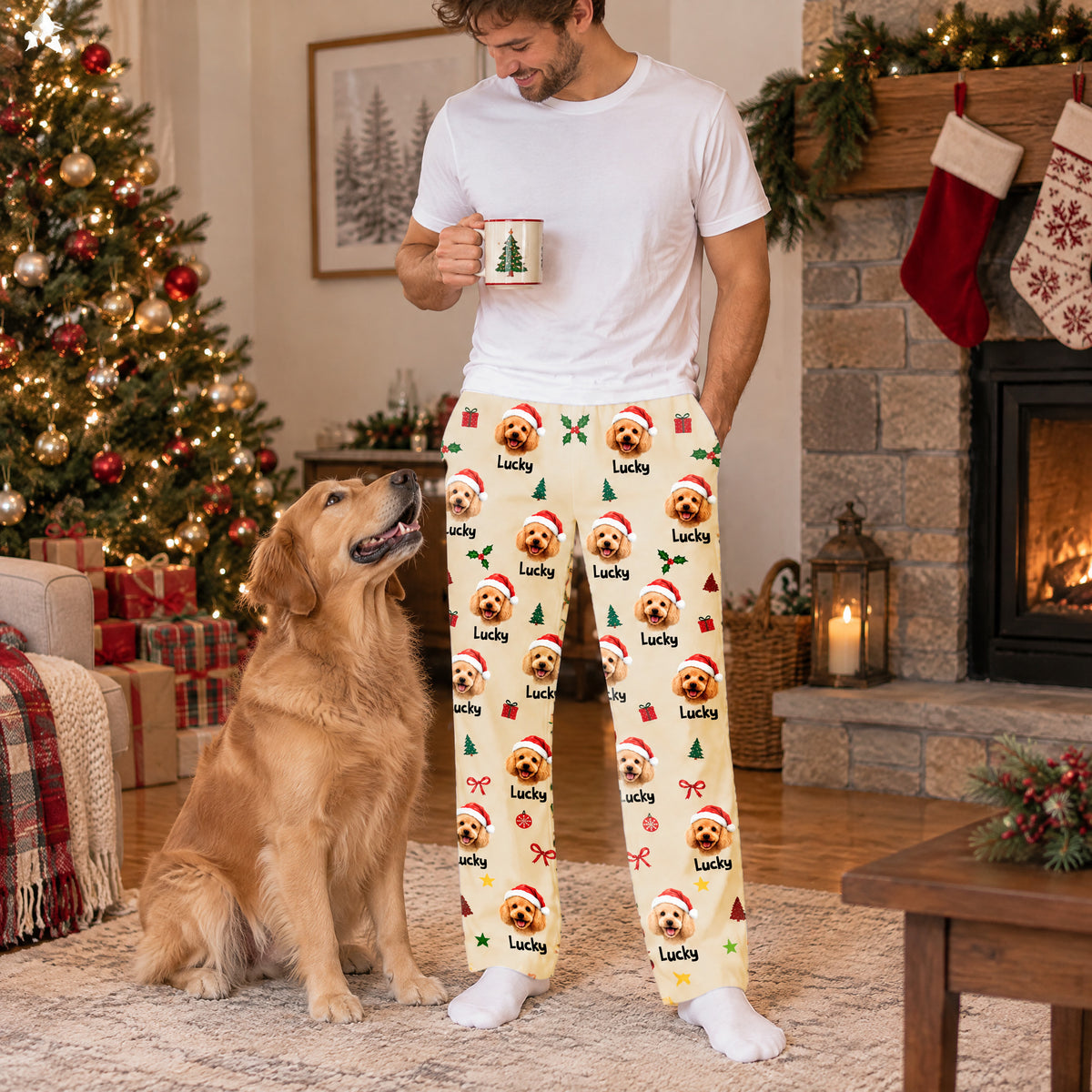 Custom Pet Photo Christmas - Personalized Pajama Pants, Gift for Pet Lovers