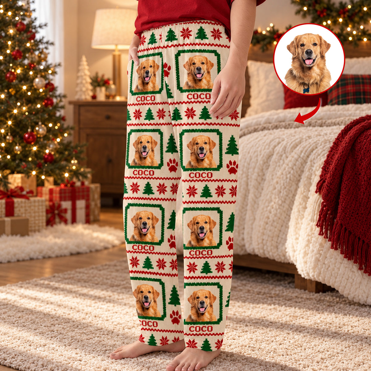 Custom Pet Face Ugly Christmas Style - Personalized Pajama Pants, Gift for Pet Lovers