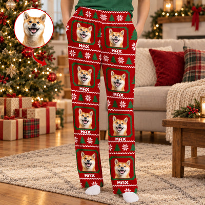 Custom Pet Face Ugly Christmas Style - Personalized Pajama Pants, Gift for Pet Lovers