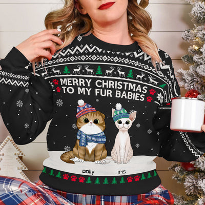 Merry Christmas To My Fur Babies- Personalized Ugly Christmas Sweater, Gift For Dog/ Cat Mom, Dog/Cat Dad Sweater, Festive Pet Portrait Gif