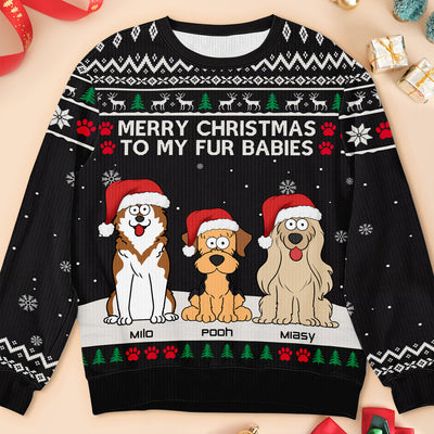 Merry Christmas To My Fur Babies- Personalized Ugly Christmas Sweater, Gift For Dog/ Cat Mom, Dog/Cat Dad Sweater, Festive Pet Portrait Gif