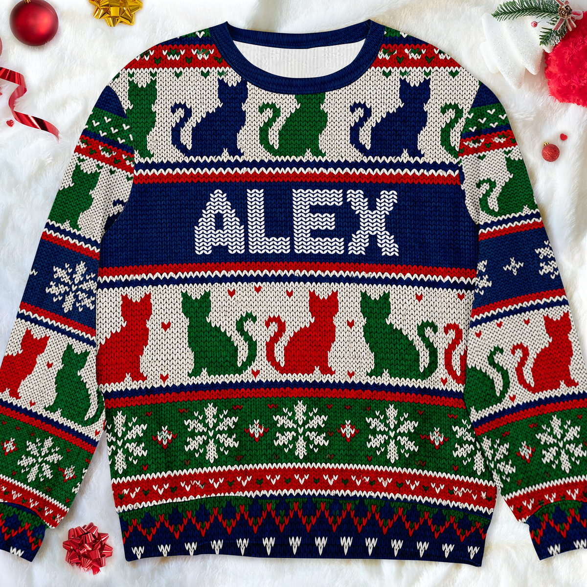 Cats Make Christmas Purrfect - Personalized Wool Sweater, Festive Cat Shirt, Ugly Christmas Sweater, Gift for Cat Lovers