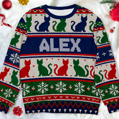 Cats Make Christmas Purrfect - Personalized Wool Sweater, Festive Cat Shirt, Ugly Christmas Sweater, Gift for Cat Lovers