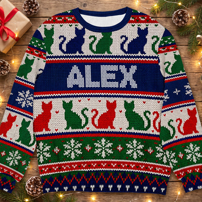Cats Make Christmas Purrfect - Personalized Wool Sweater, Festive Cat Shirt, Ugly Christmas Sweater, Gift for Cat Lovers